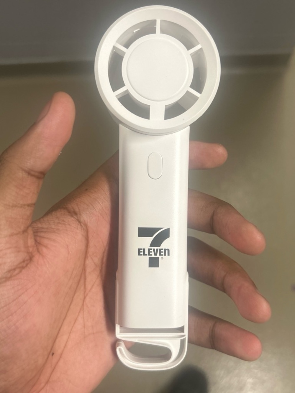 7-Eleven White Handheld Mini Fan